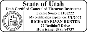 Utah Certified Concealed Firearms Instructor